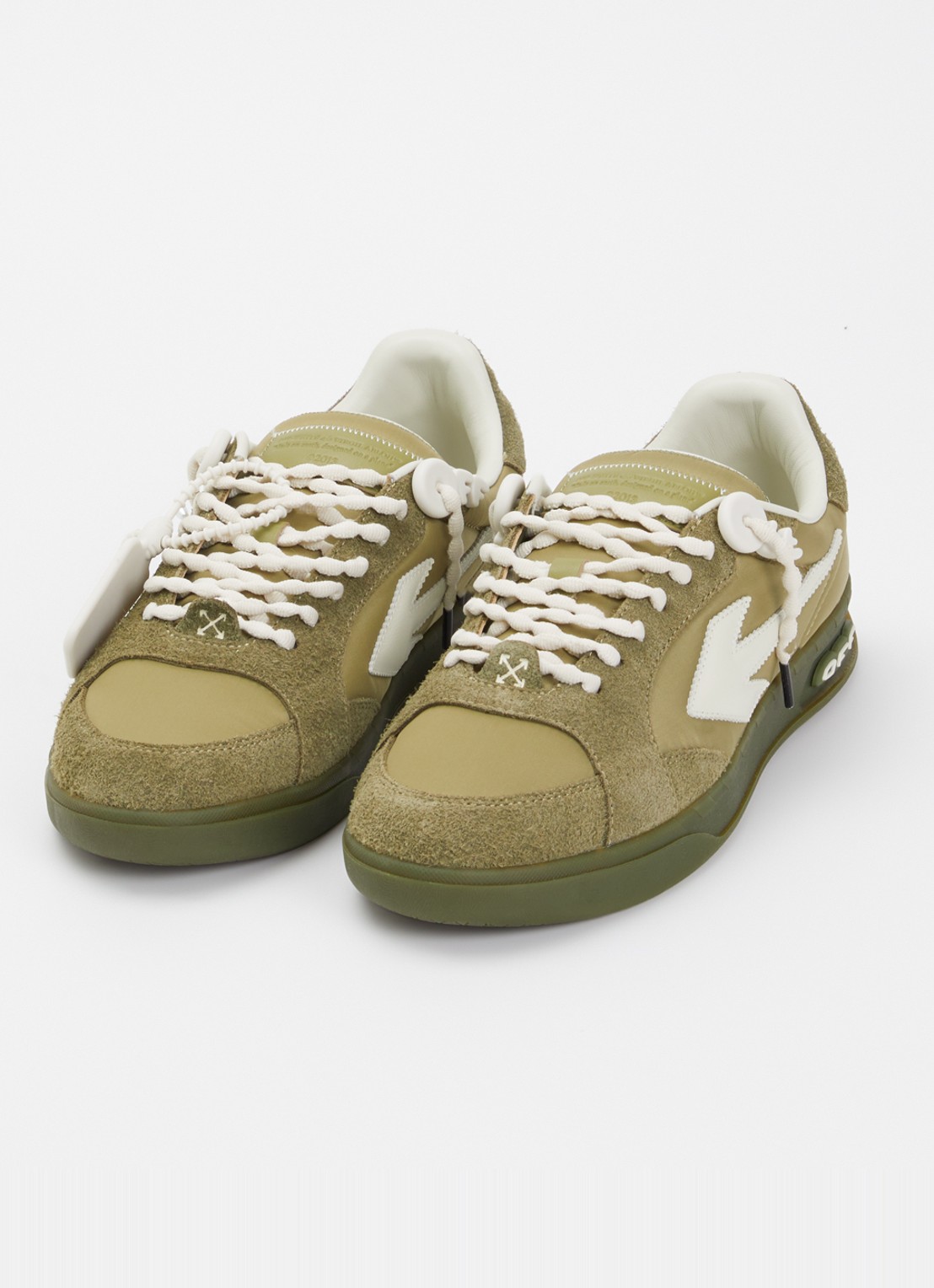 Off-White End Of Play sneaker met details van kalfsleer en suède - detail 2 mosgroen