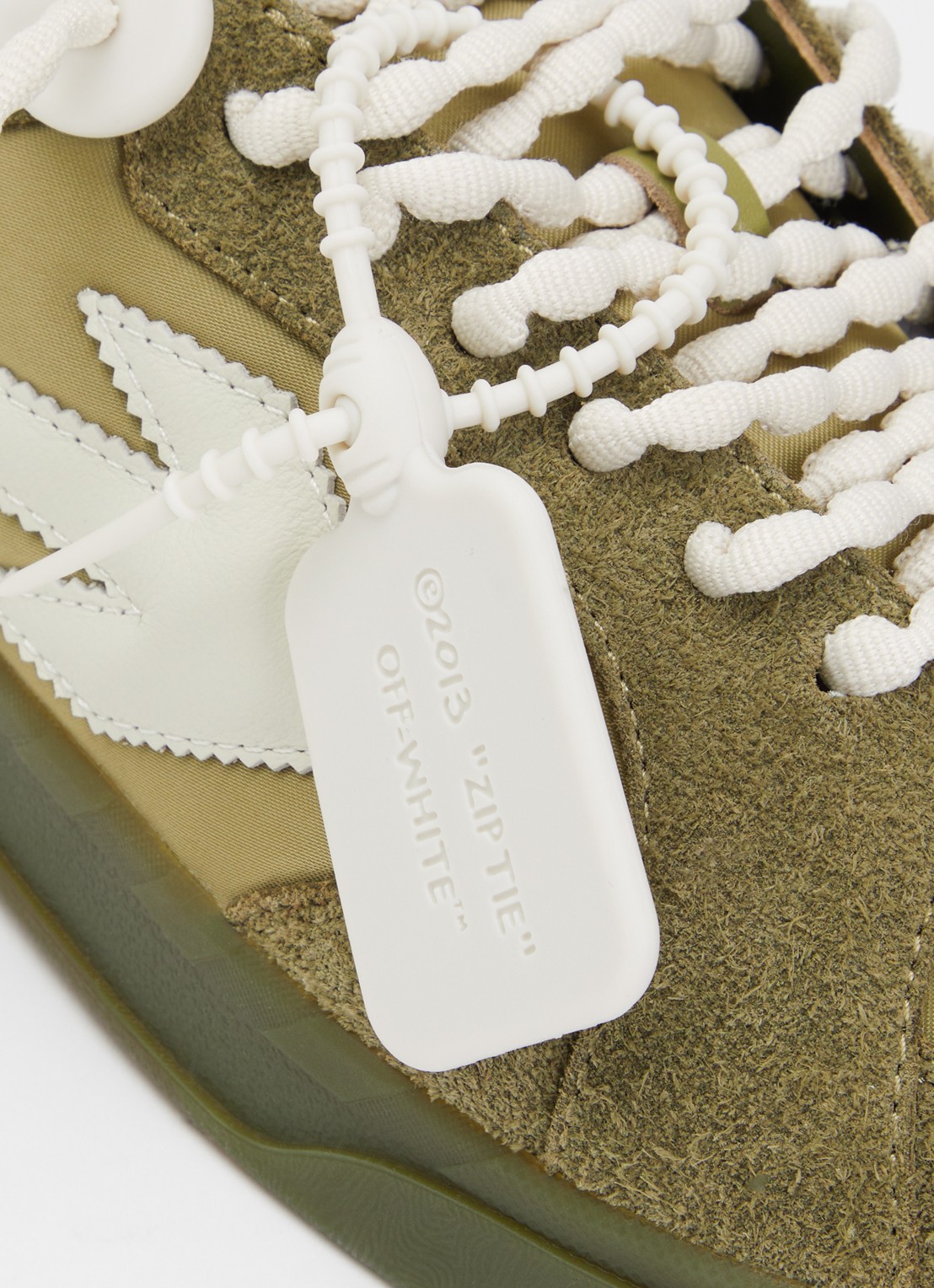 Off-White End Of Play sneaker met details van kalfsleer en suède - detail 5 mosgroen