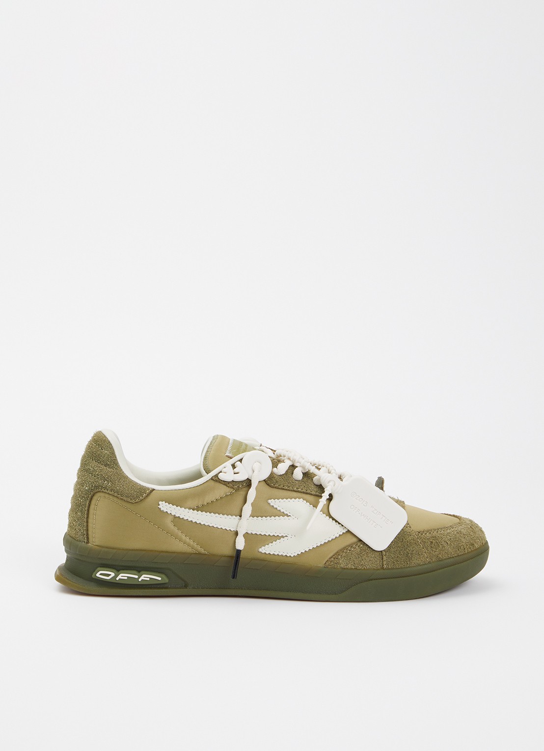 Off-White End Of Play sneaker met details van kalfsleer en suède - voorkant 6 mosgroen