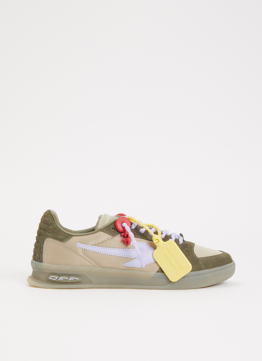 Off-White Ends of Play sneaker met details van kalfssuède - voorkant bruin