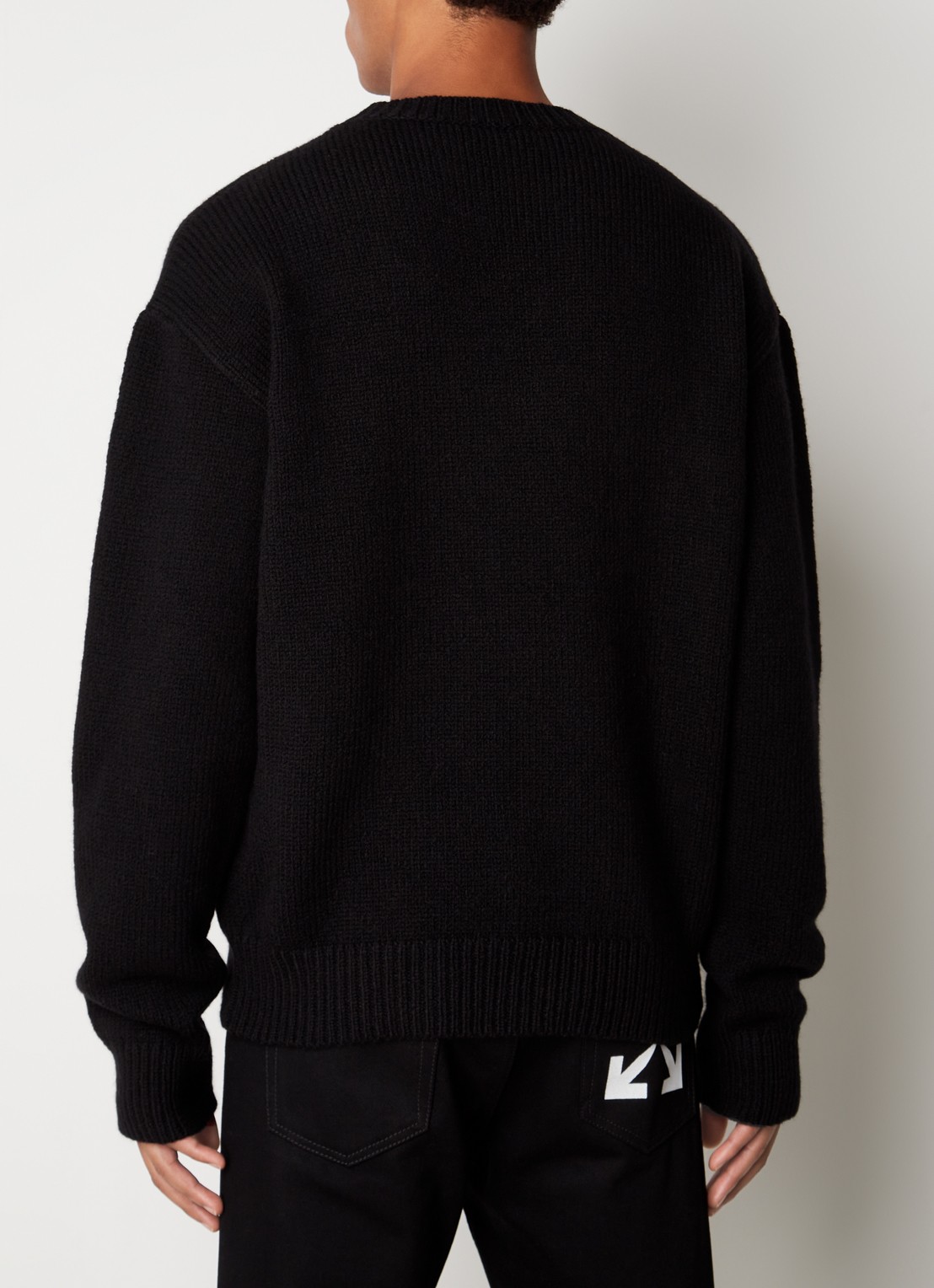 Off-White Grofgebreid trui in wolblend met ingebreid logo - achterkant zwart