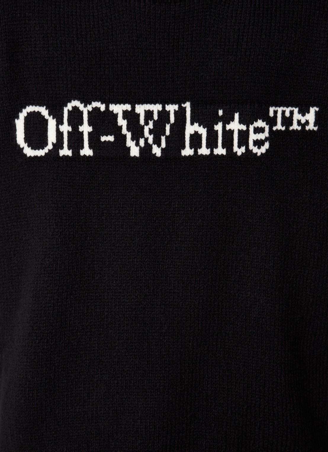 Off-White Grofgebreid trui in wolblend met ingebreid logo - detail 5 zwart