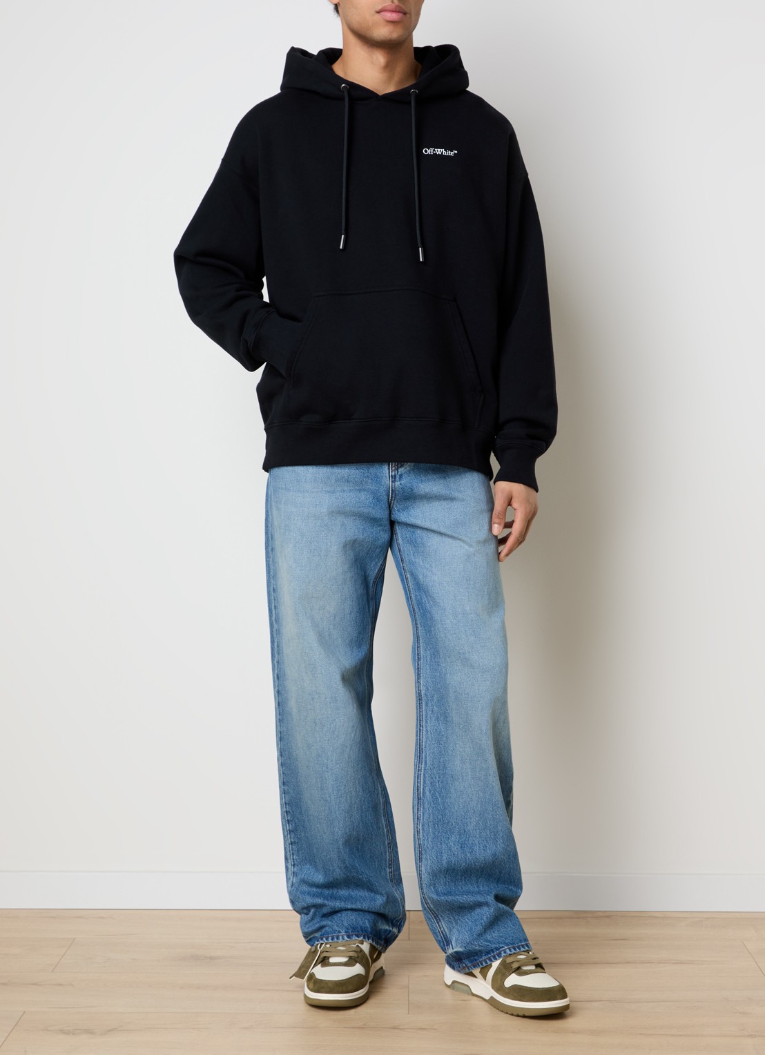 Off-White Half Arrow hoodie met logo- en backprint - voorkant 2 zwart