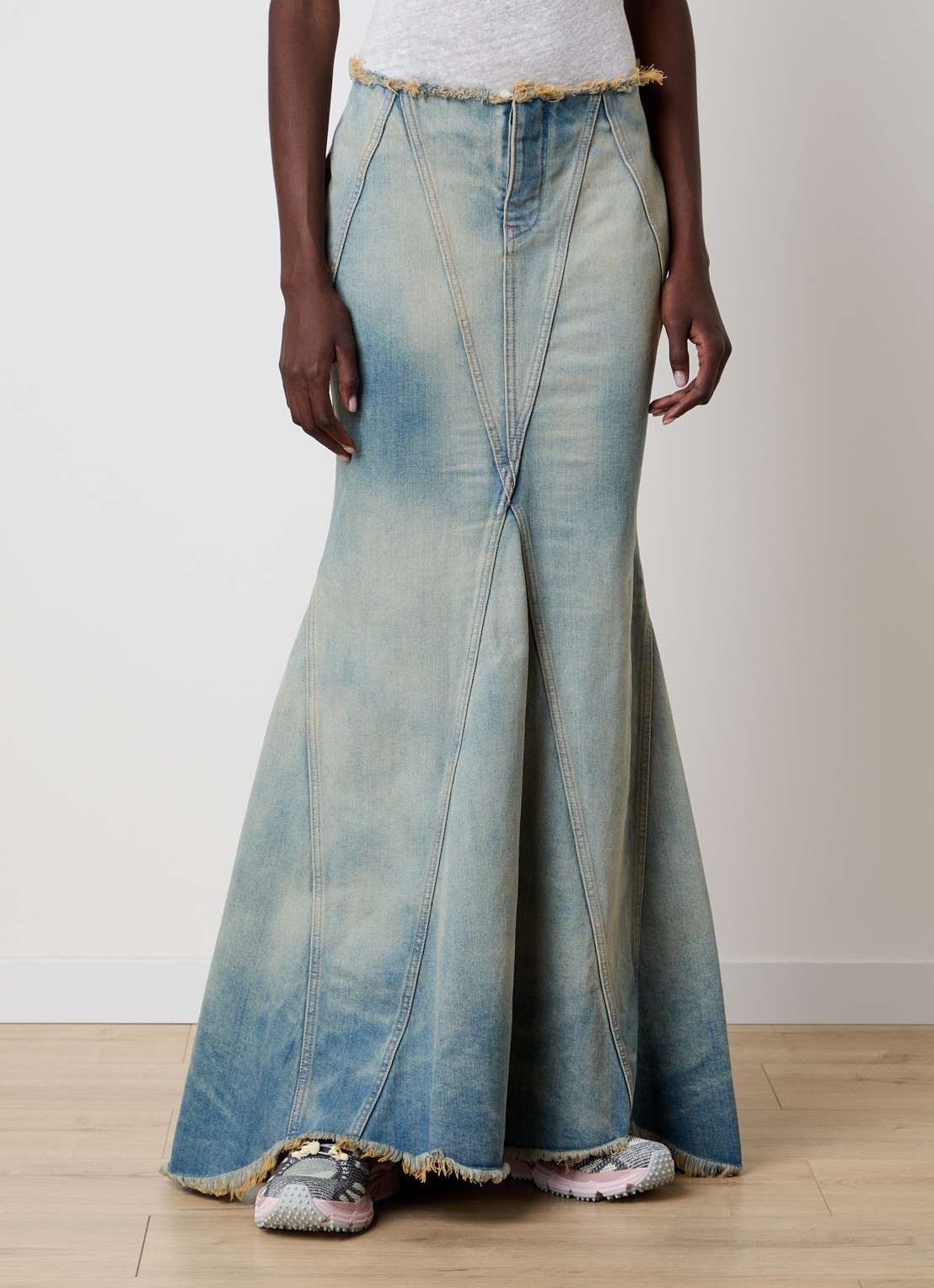 Off-White Half Arrow maxi spijkerrok met verwassen afwerking - detail 4 indigo