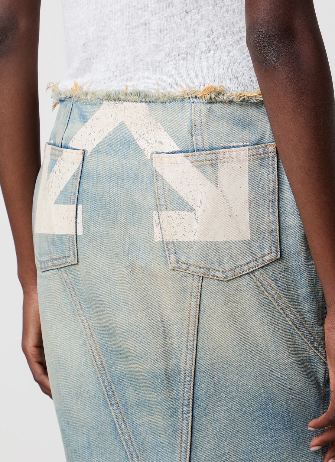 Off-White Half Arrow maxi spijkerrok met verwassen afwerking - detail 5 indigo