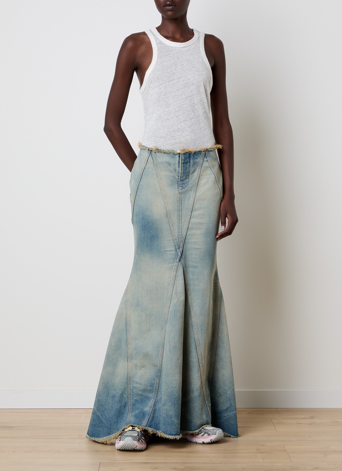 Off-White Half Arrow maxi spijkerrok met verwassen afwerking - voorkant 3 indigo