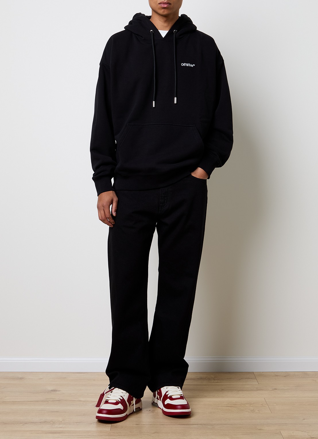 Off-White Landscape hoodie met logo- en backprint - voorkant 3 zwart