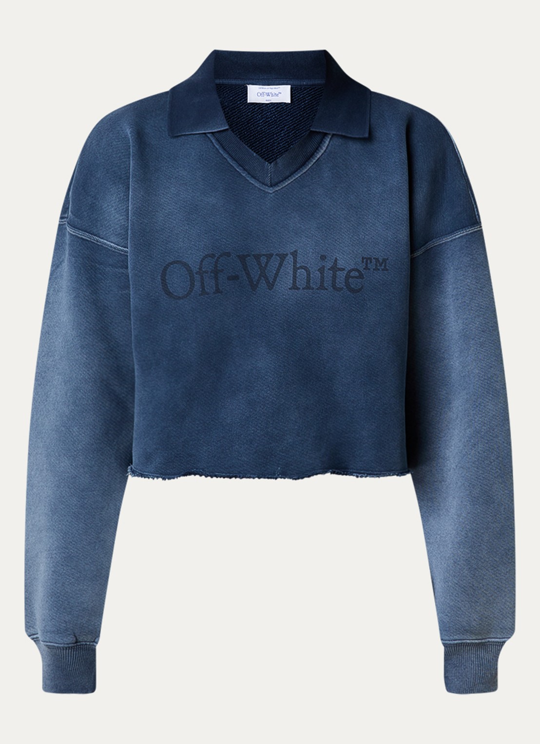 Off-White Laundry cropped polo met logo - voorkant staalblauw