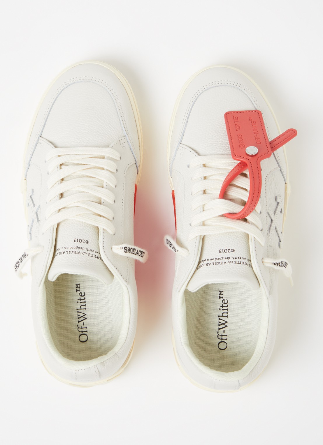 Off-White Low Vulcanized sneaker van kalfsleer - detail 5 creme