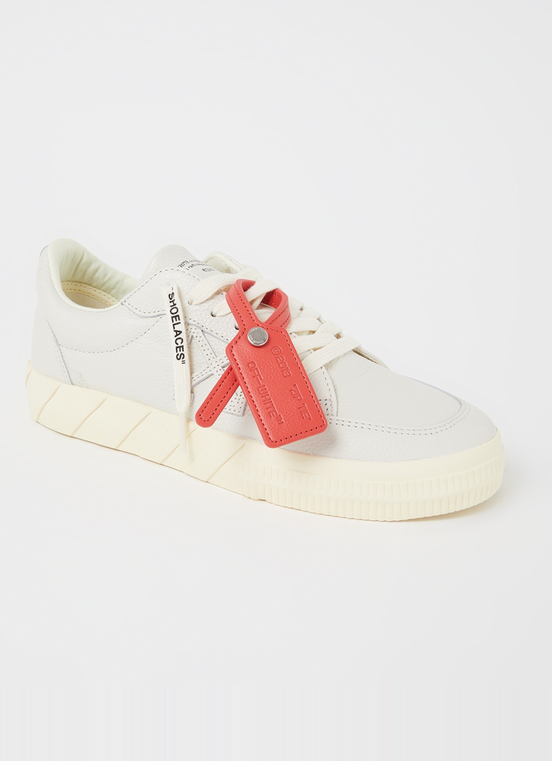 Off-White Low Vulcanized sneaker van kalfsleer - voorkant creme