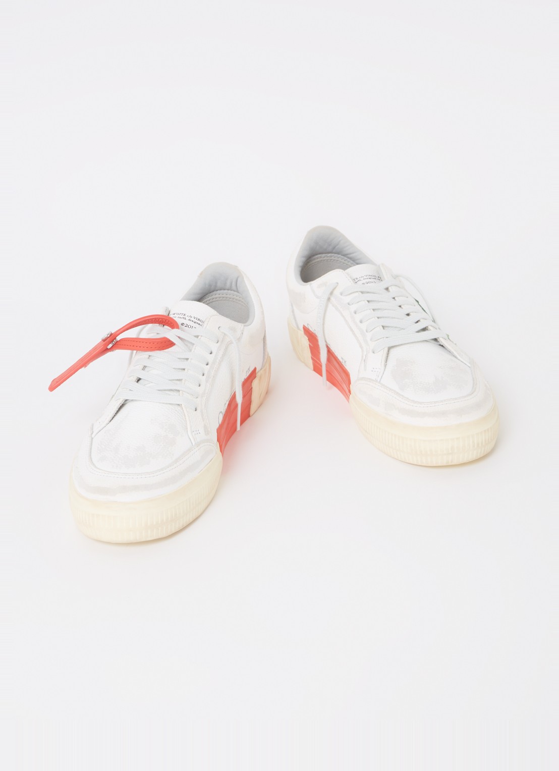 Off-White Low Vulcanized sneaker van leer - detail 3 gebroken wit