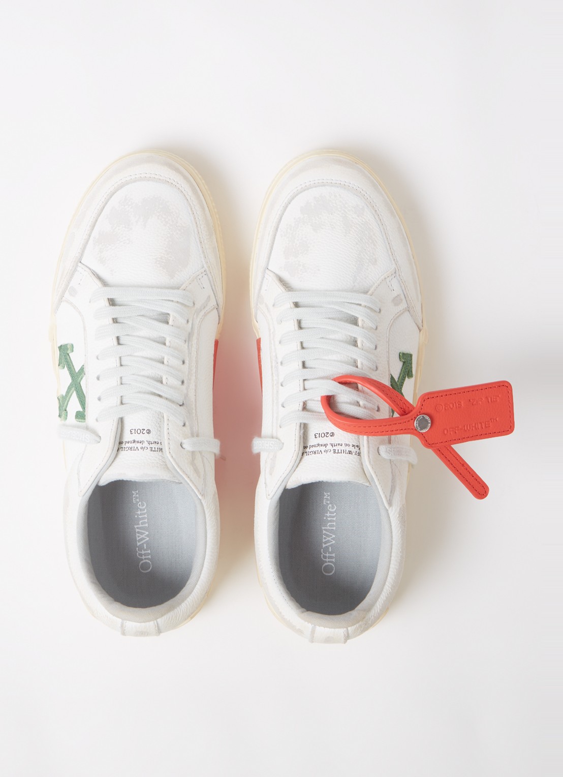 Off-White Low Vulcanized sneaker van leer - detail 5 gebroken wit