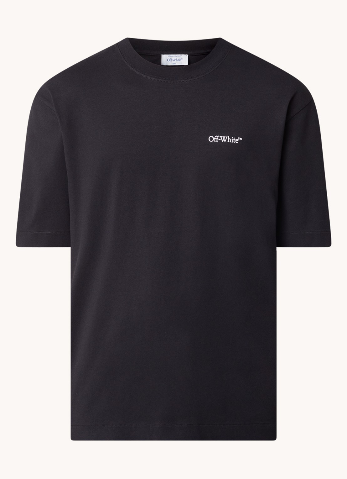 Off-White Lunar T-shirt met logo- en backprint - voorkant 2 zwart