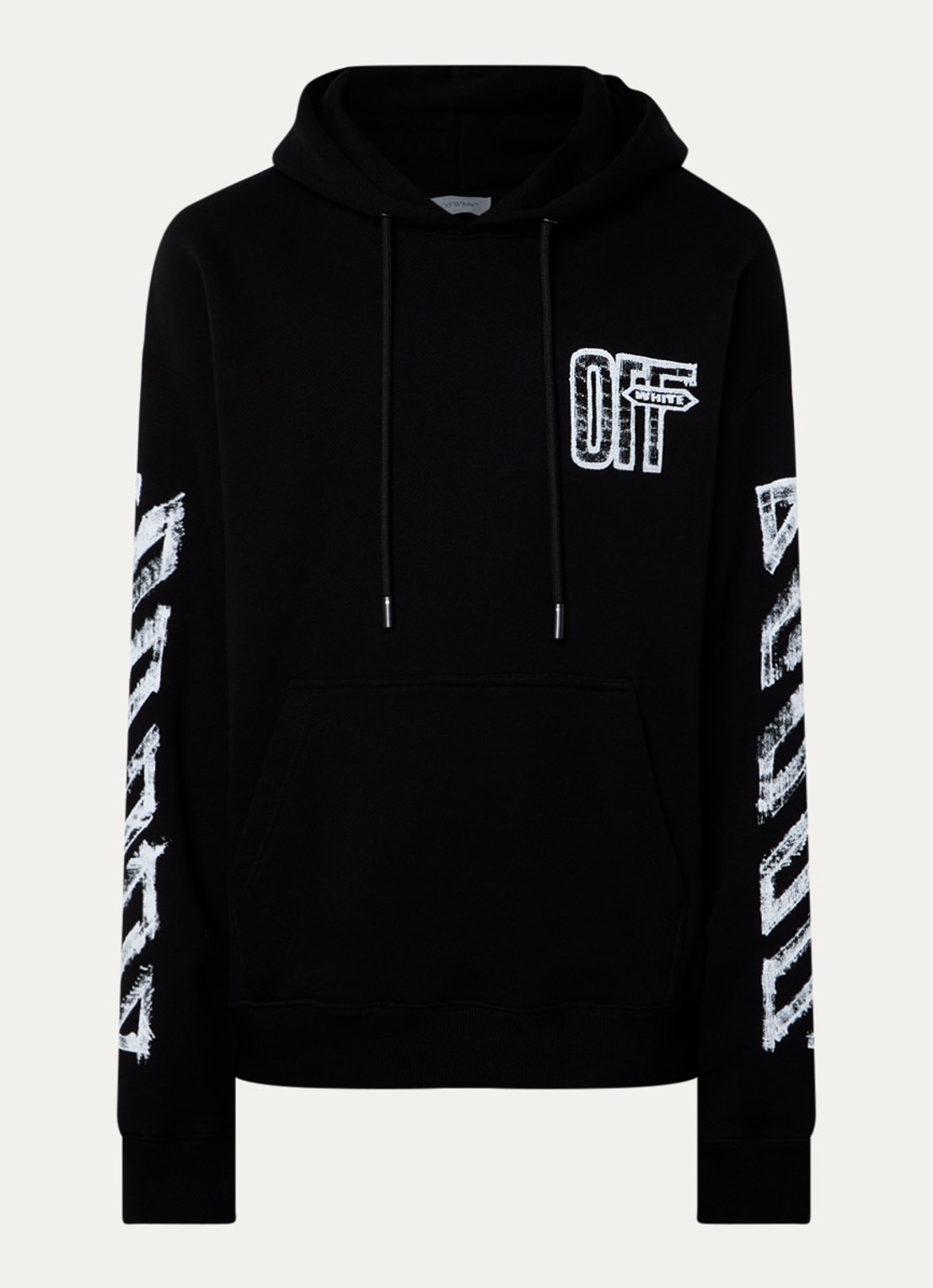Off-White Motion hoodie met logo- en backprint - voorkant zwart