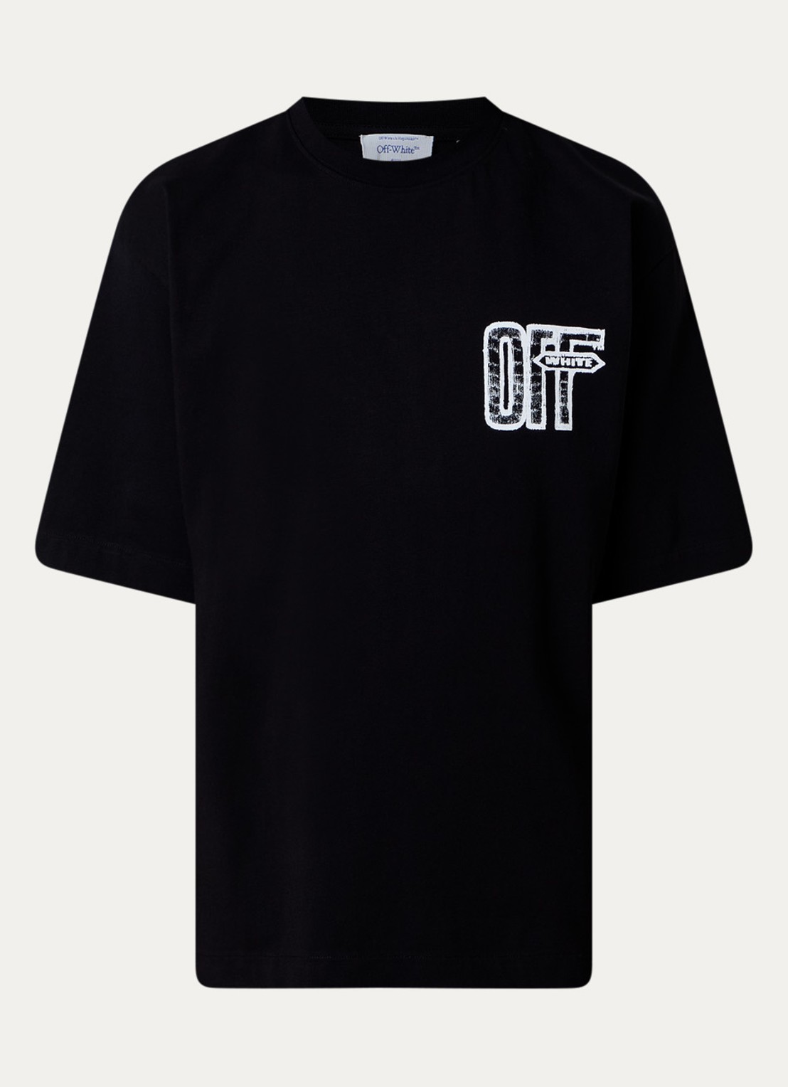 Off-White Motion T-shirt met logo- en backprint - voorkant zwart