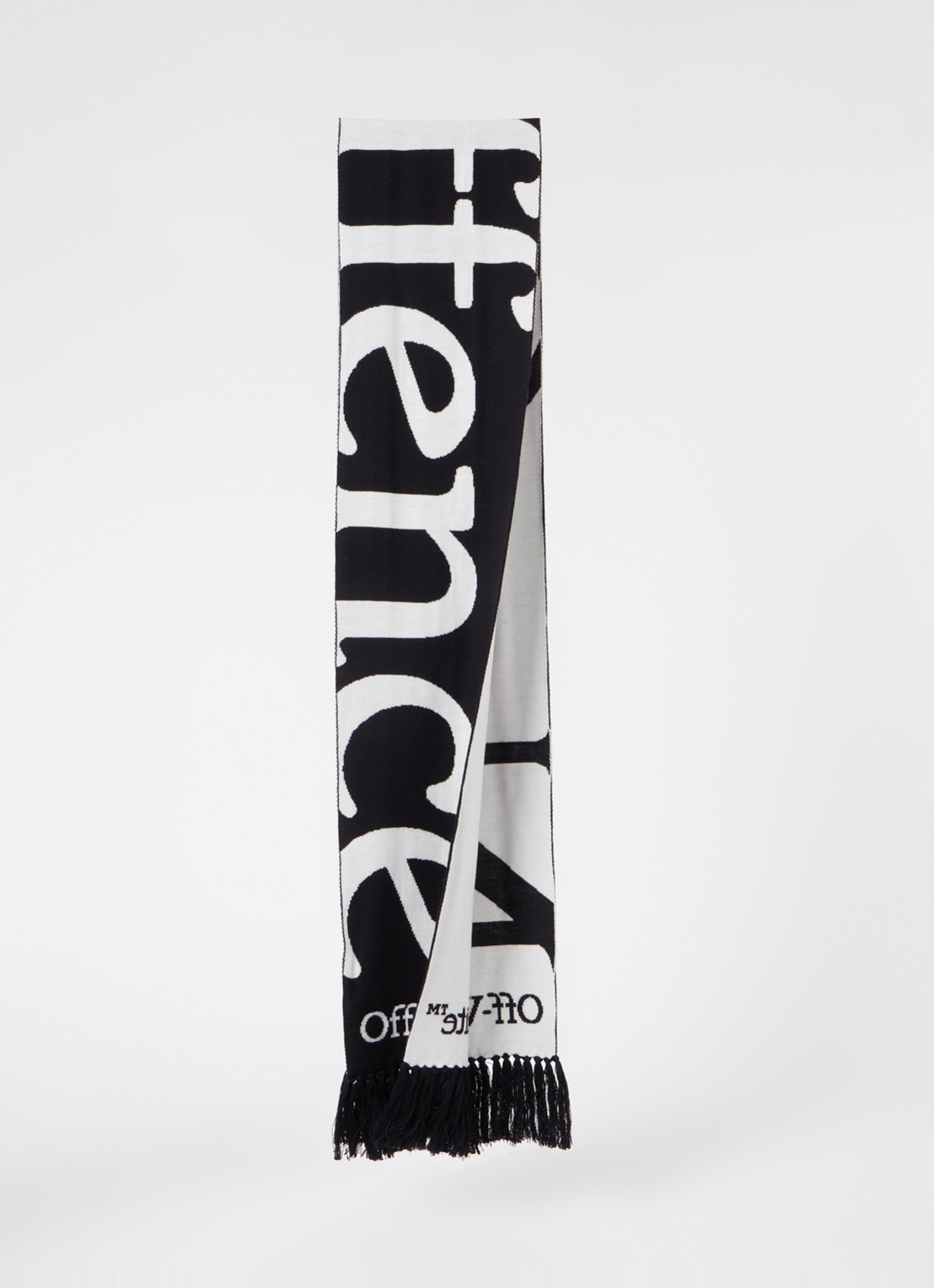 Off-White No Offence sjaal van scheerwol met logo 220 x 25 cm - detail 3 zwart