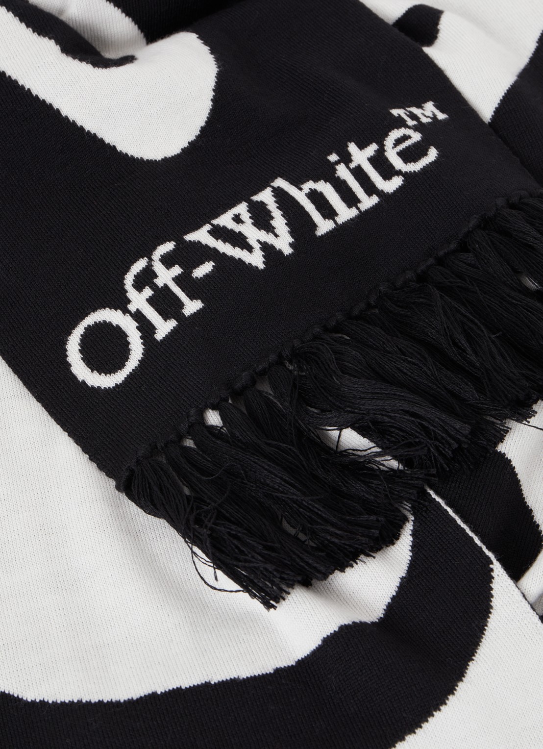 Off-White No Offence sjaal van scheerwol met logo 220 x 25 cm - detail 4 zwart