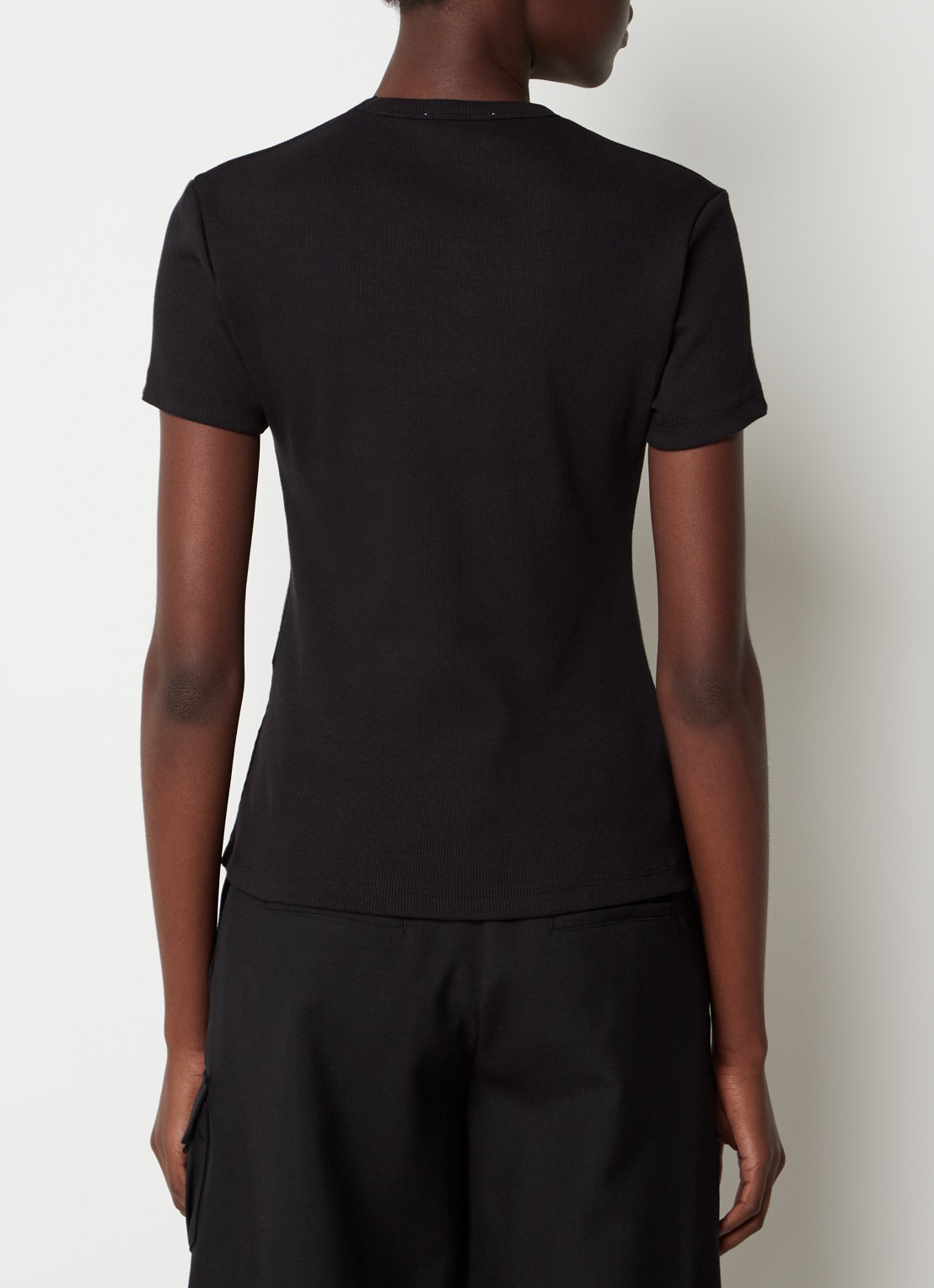 Off-White Off Stamp ribgebreide T-shirt met logo - achterkant zwart