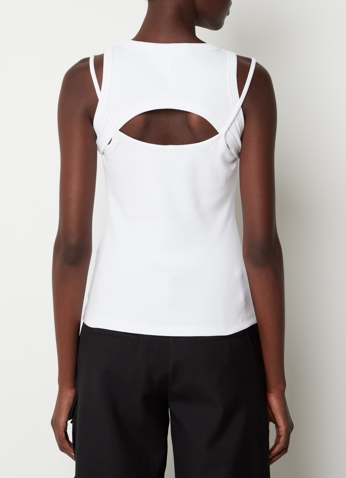 Off-White Off Stamp tanktop met logo en ribstructuur - achterkant wit