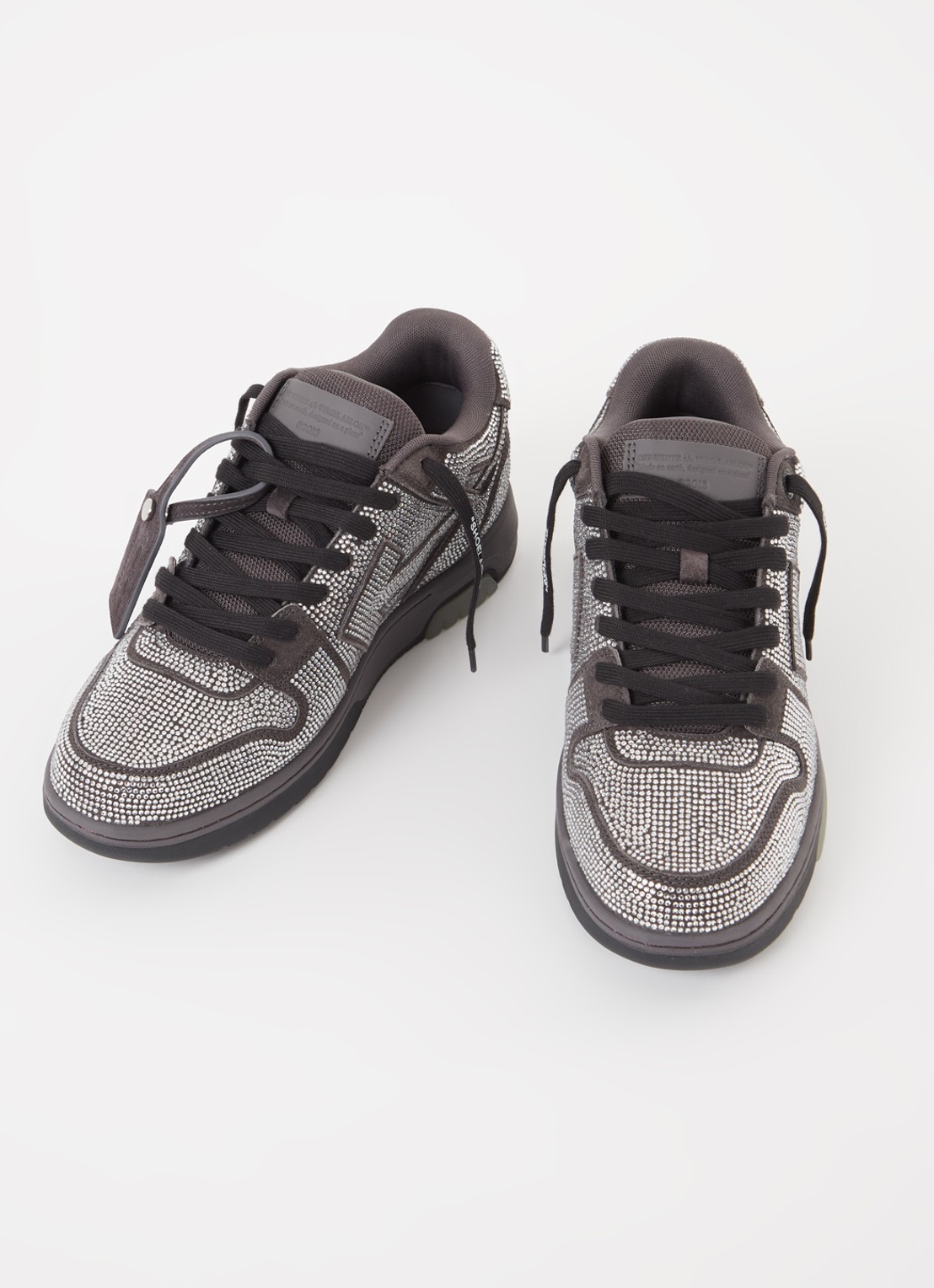 Off-White Out Of Office sneaker met kalfsleren details en strass - detail zwart