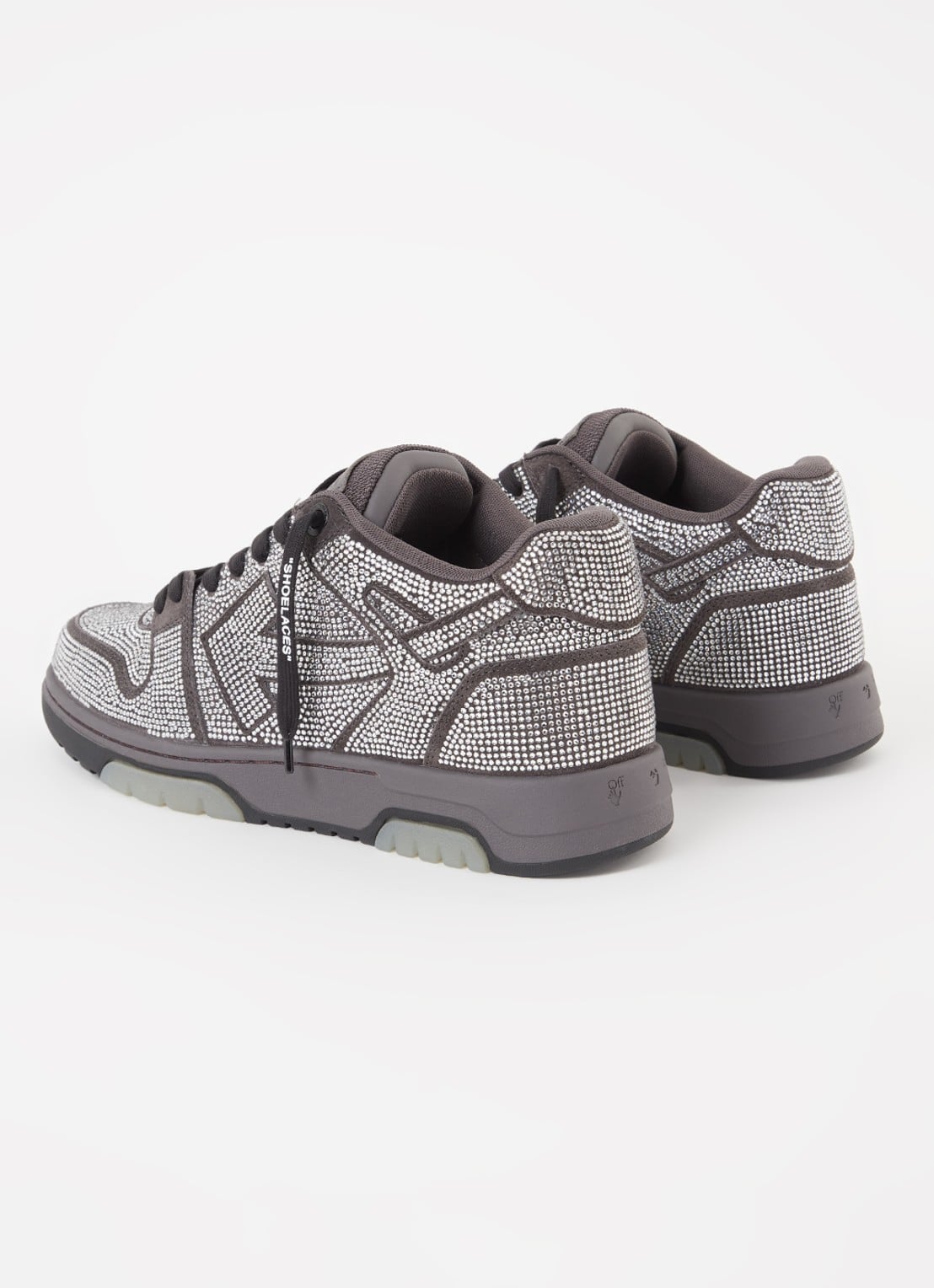 Off-White Out Of Office sneaker met kalfsleren details en strass - detail 2 zwart