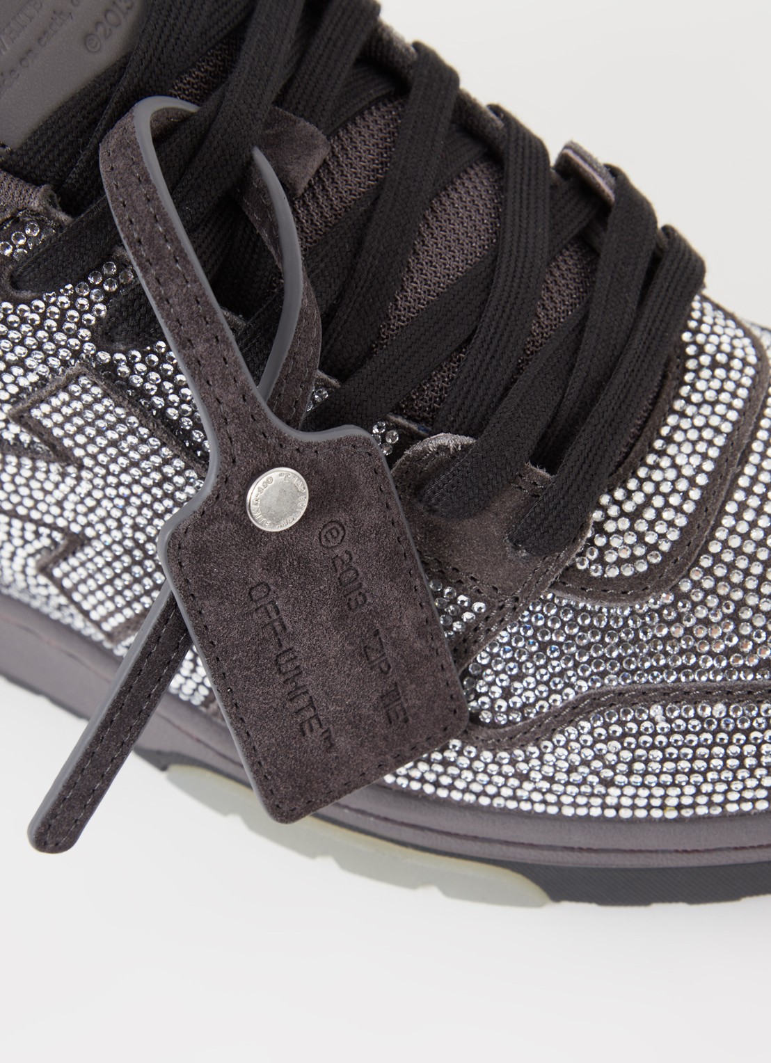 Off-White Out Of Office sneaker met kalfsleren details en strass - detail 4 zwart