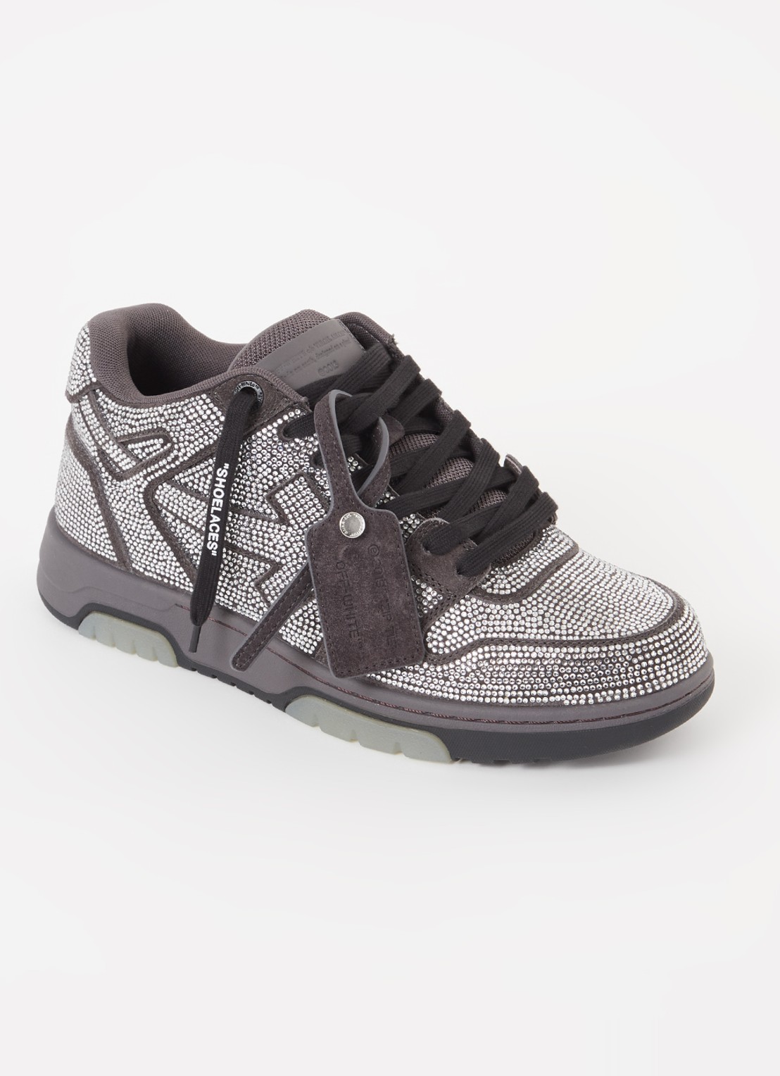 Off-White Out Of Office sneaker met kalfsleren details en strass - voorkant 6 zwart