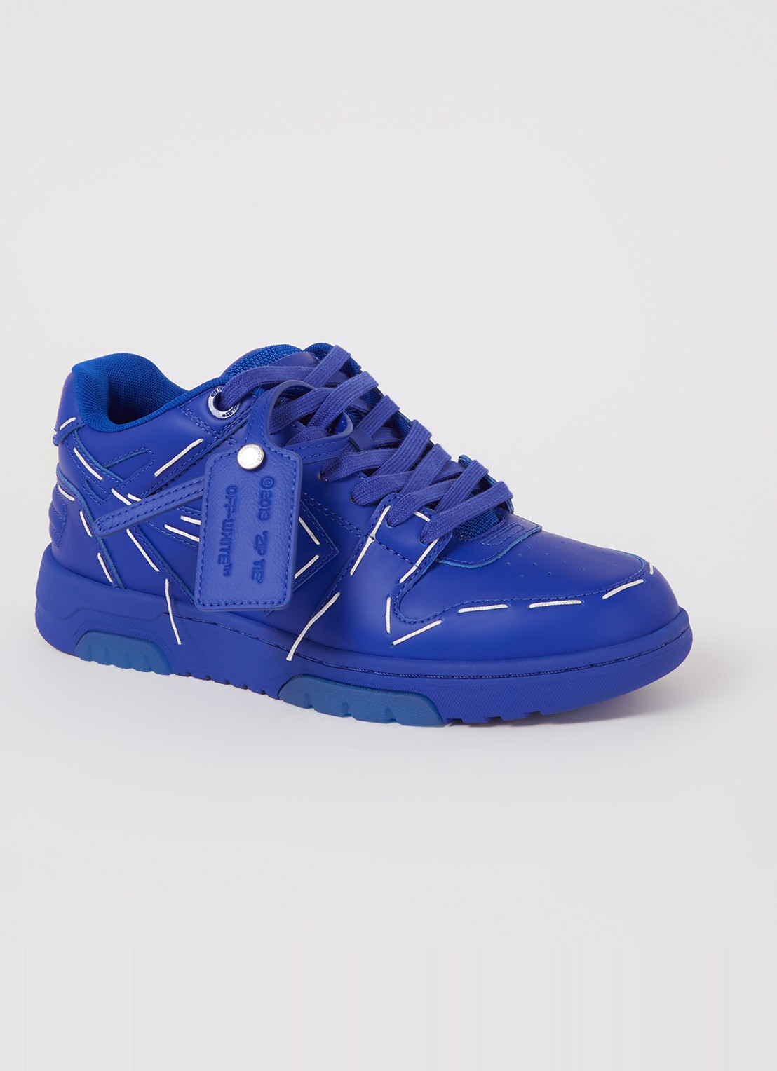 Off-White Out Of Office sneaker met leren details - voorkant donkerblauw