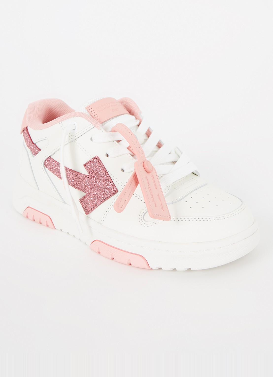 Off-White Out Of Office sneaker van kalfsleer met glitter - voorkant 3 wit