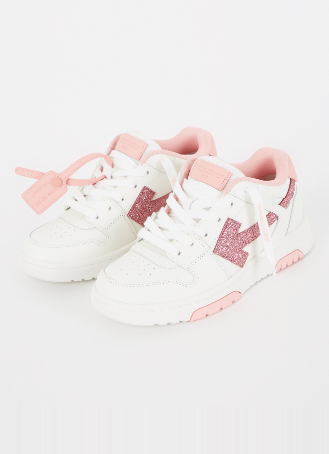 Off-White Out Of Office sneaker van kalfsleer met glitter - voorkant 4 wit