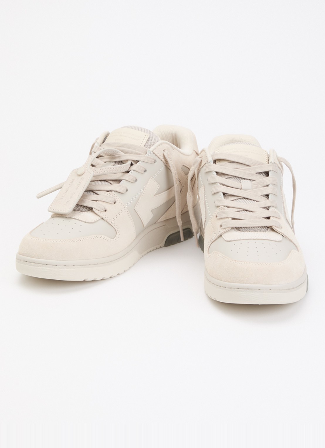 Off-White Out Of Office sneaker van kalfsleer met kalfssuède details - detail 3 beige