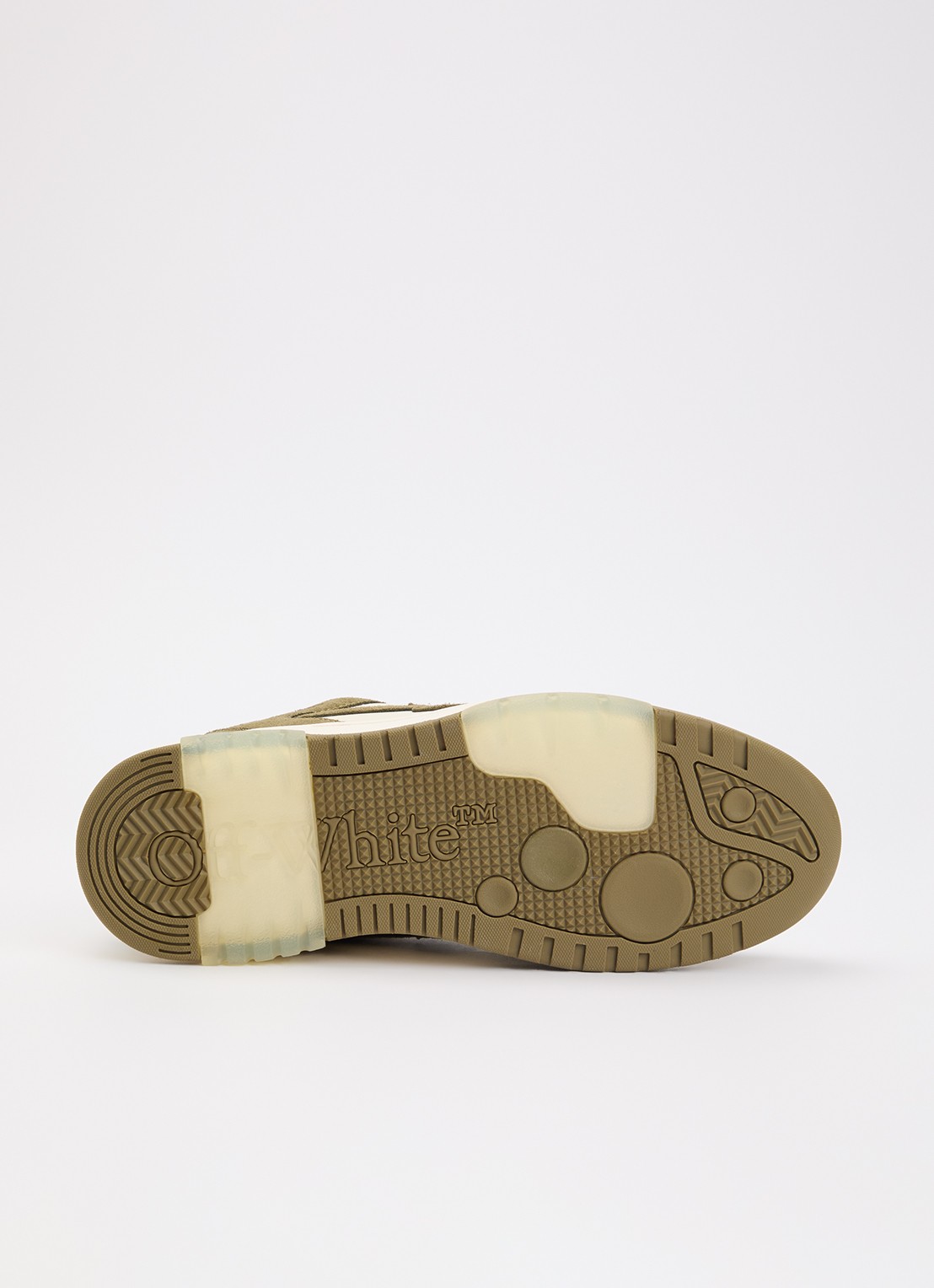 Off-White Out Of Office sneaker van kalfsleer met kalfssuède details - detail 3 olijfgroen