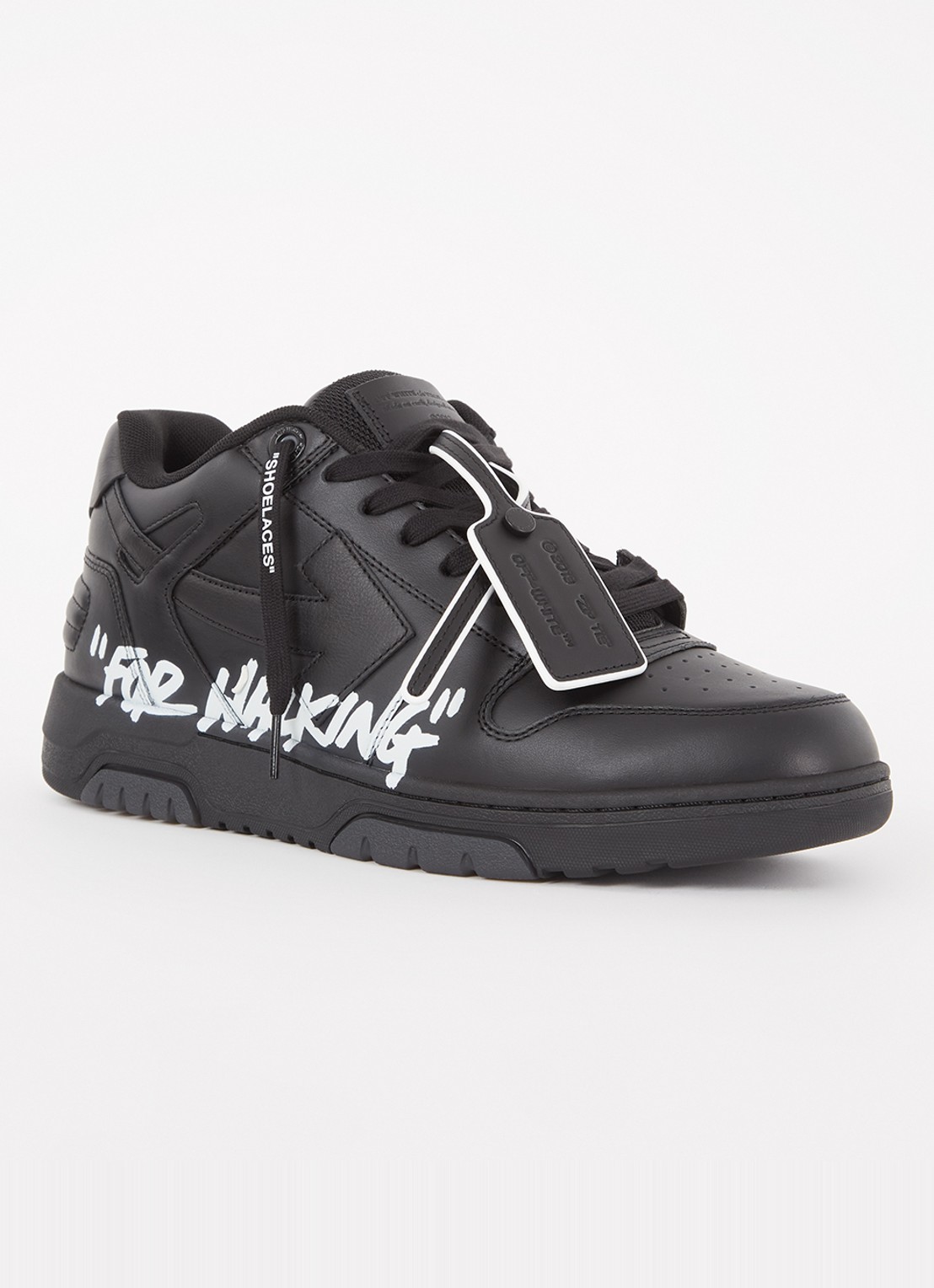 Off-White Out Of Office sneaker van kalfsleer met print - voorkant 2 zwart