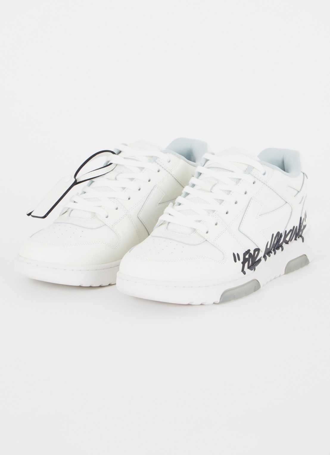 Off-White Out Of Office sneaker van kalfsleer met print - detail 2 gebroken wit