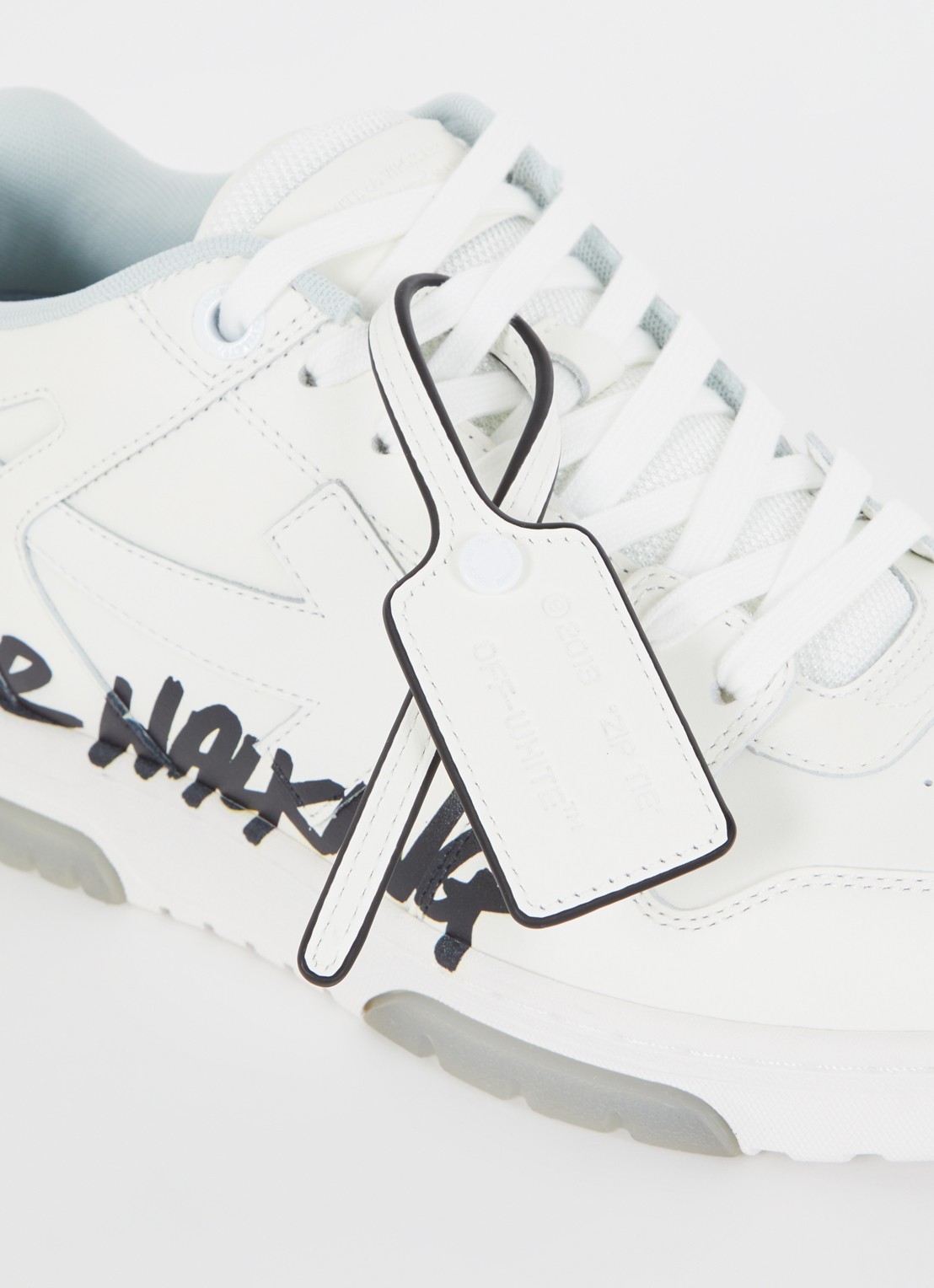 Off-White Out Of Office sneaker van kalfsleer met print - detail 5 gebroken wit
