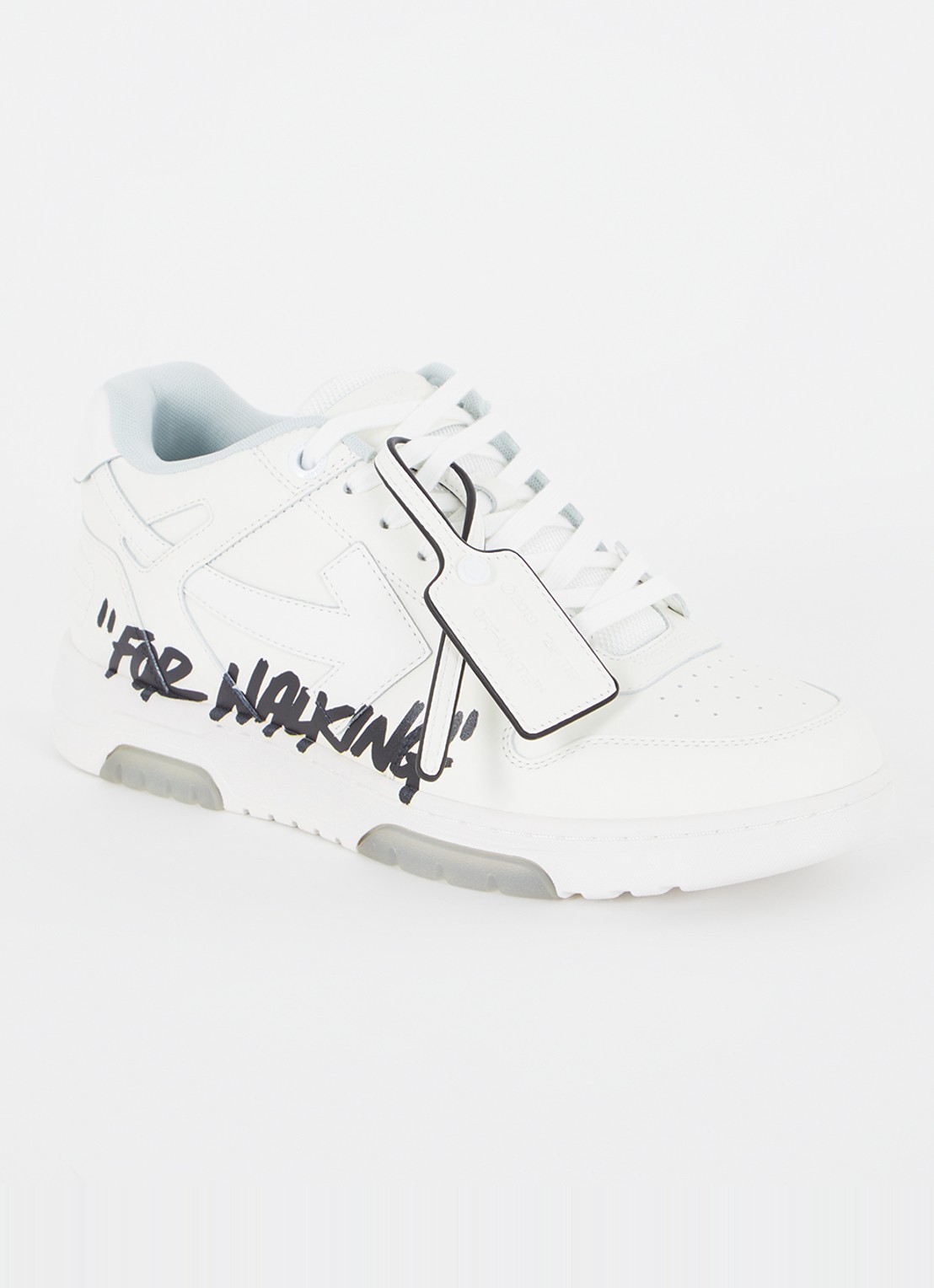 Off-White Out Of Office sneaker van kalfsleer met print - voorkant 6 gebroken wit