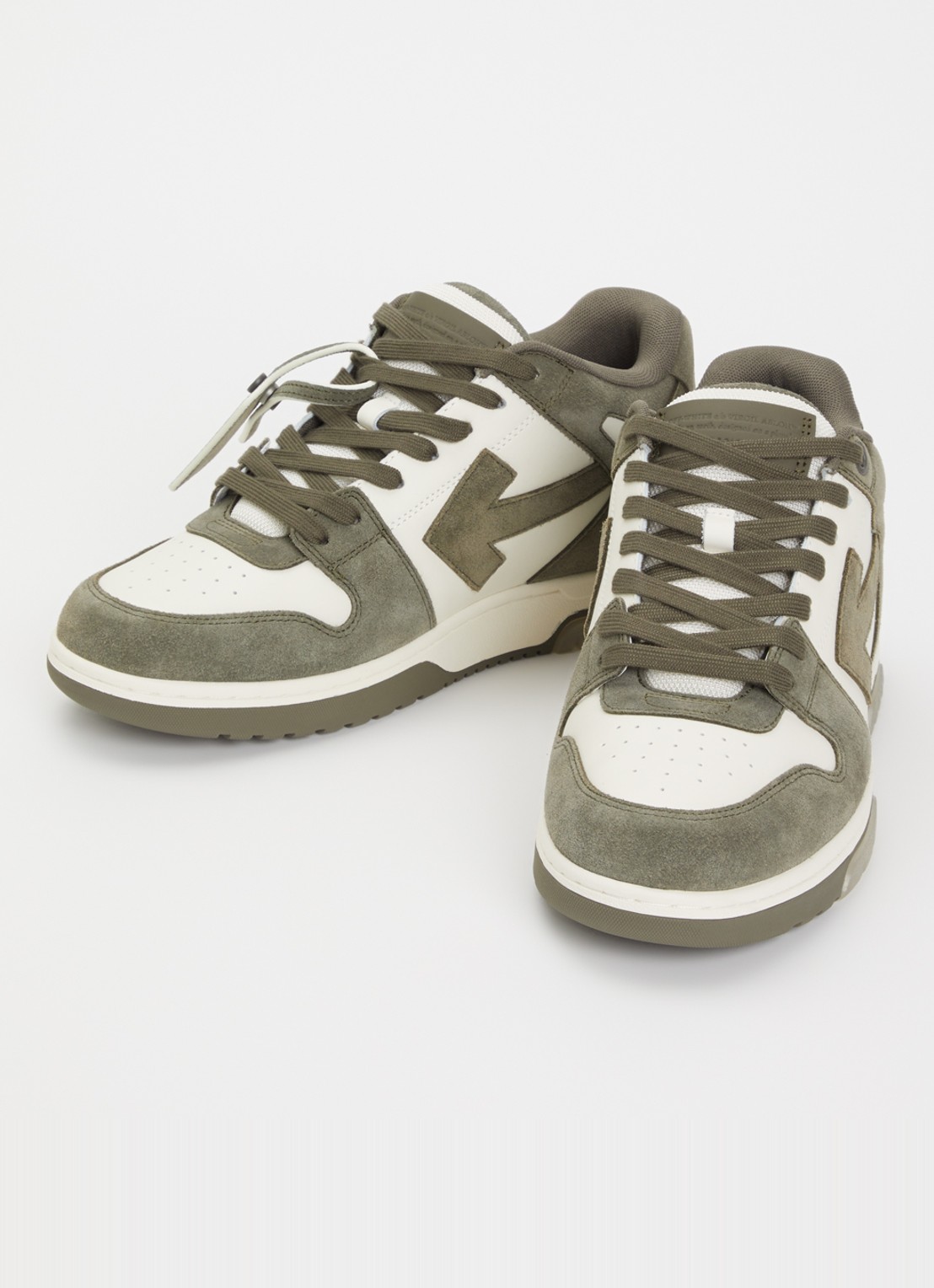 Off-White Out Of Office sneaker van kalfsleer met suède details - detail 2 olijfgroen