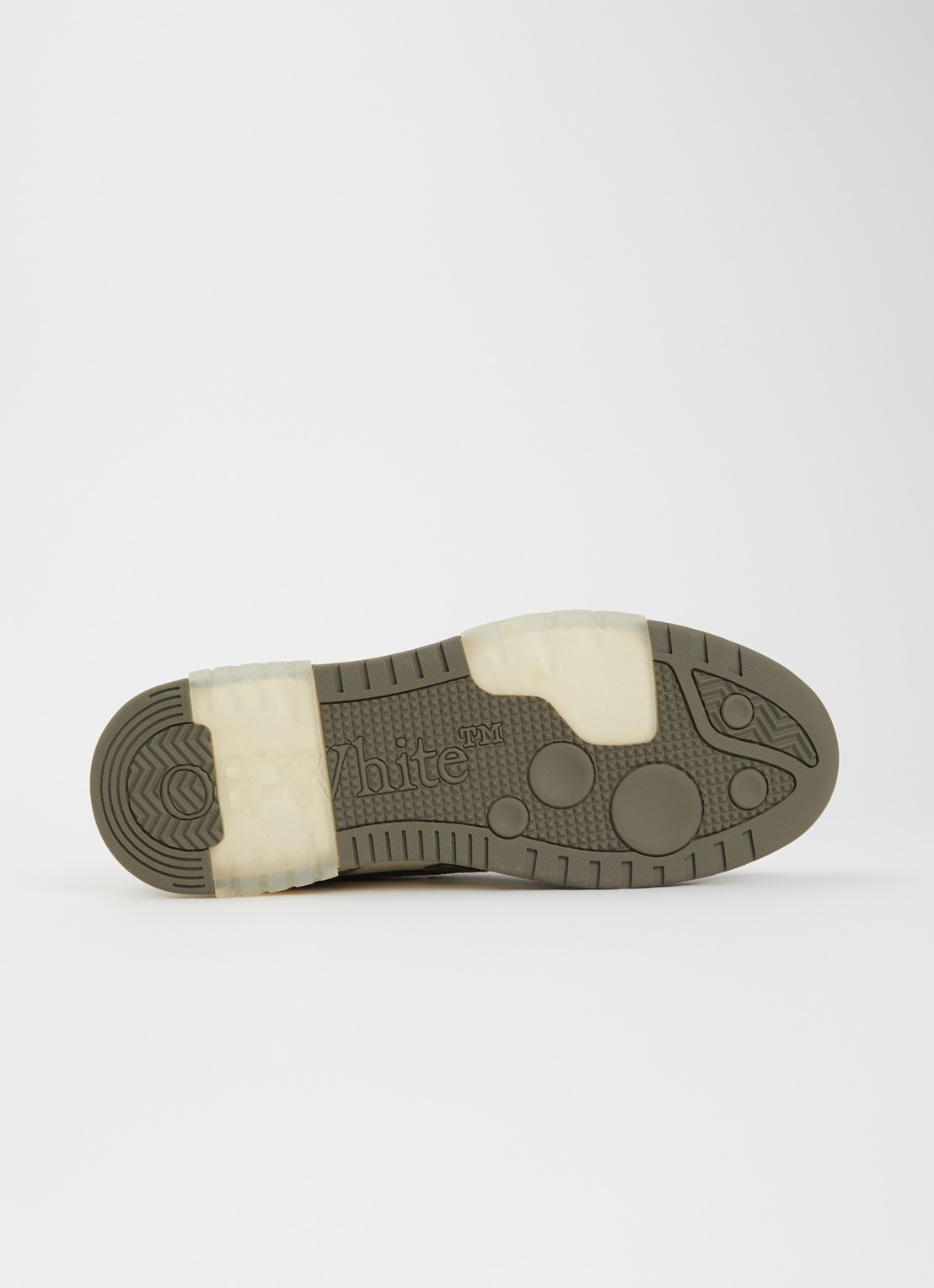 Off-White Out Of Office sneaker van kalfsleer met suède details - detail 4 olijfgroen