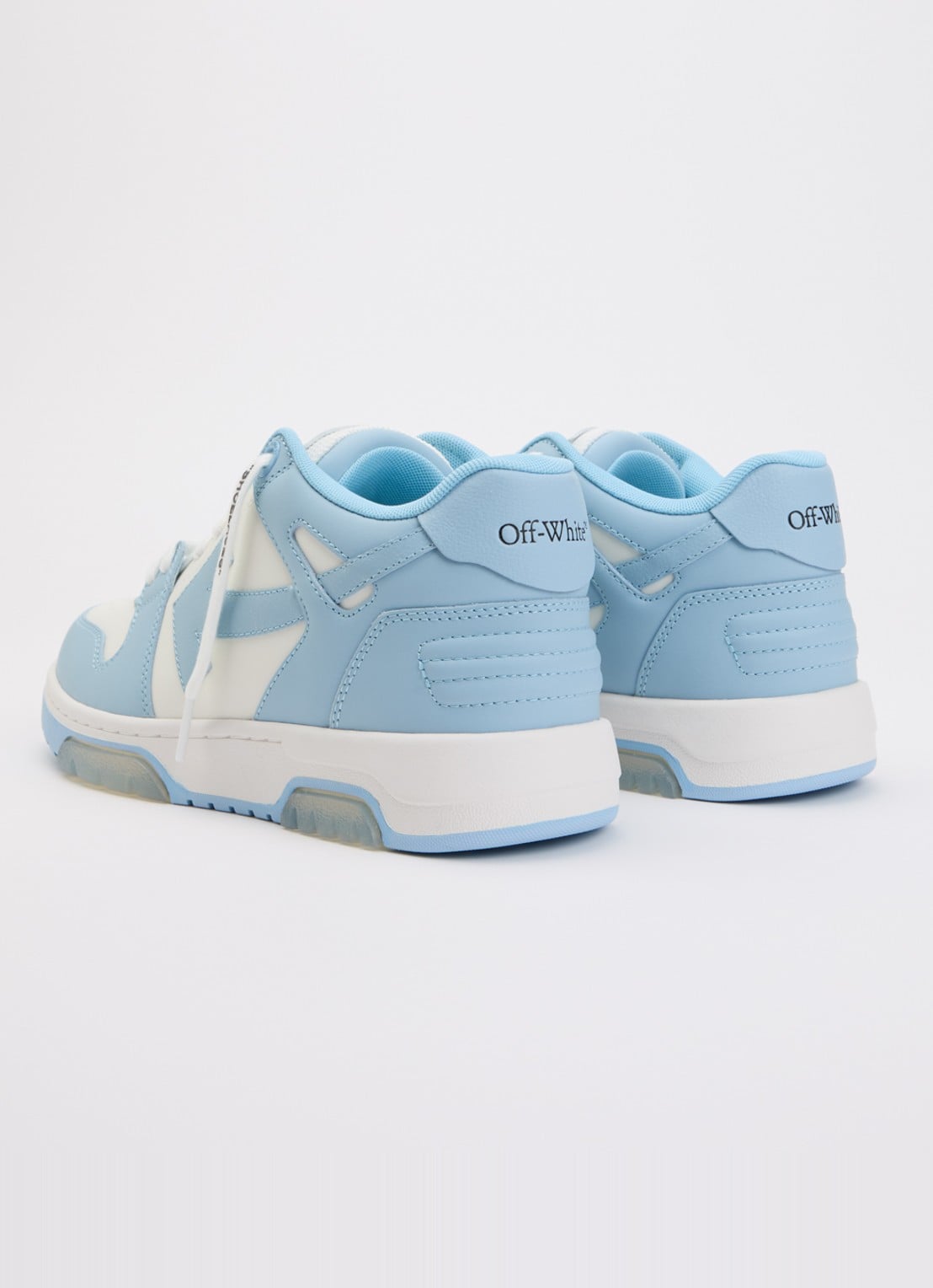 Off-White Out Of Office sneaker van kalfsleer - achterkant 3 lichtblauw