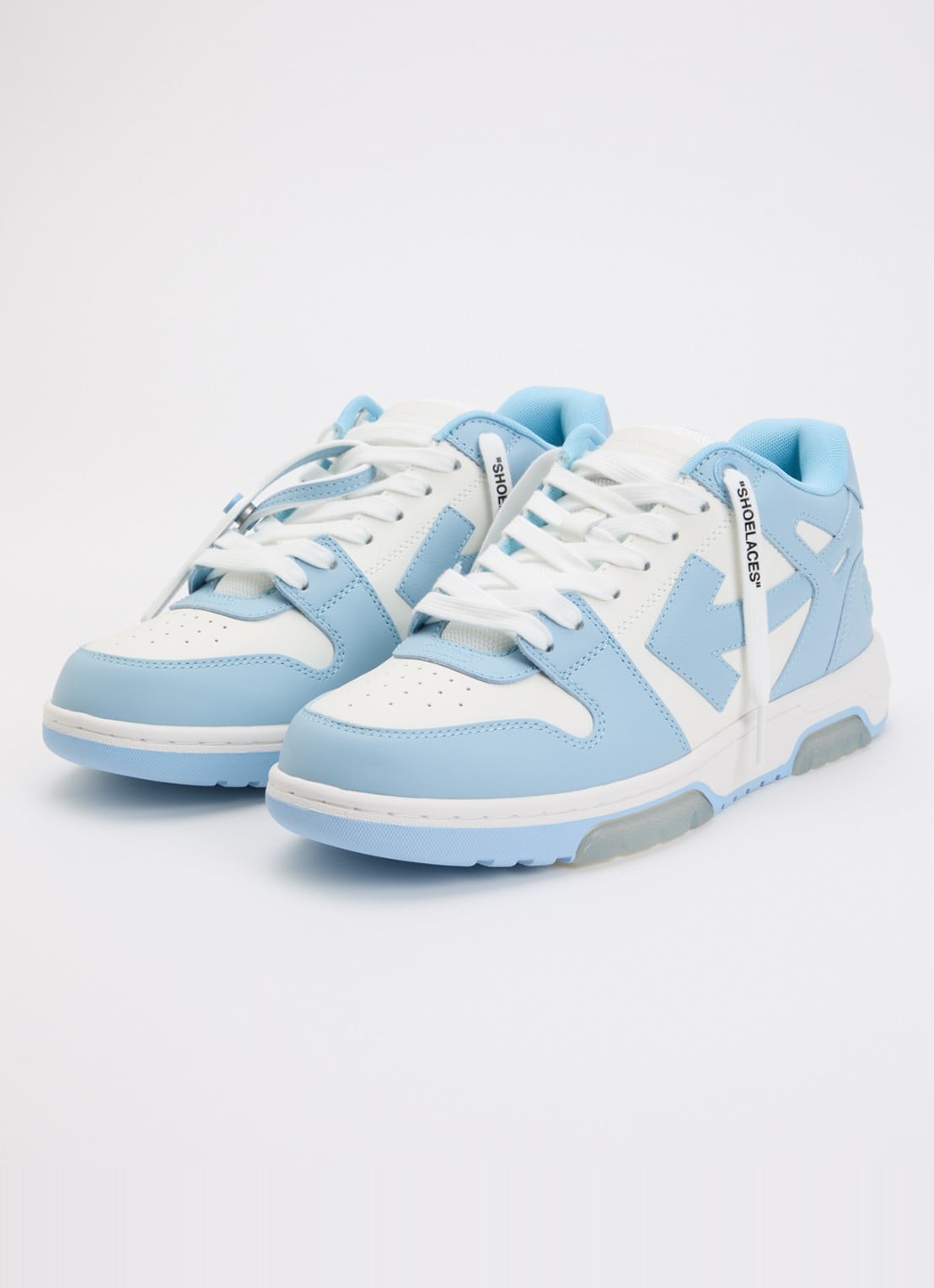 Off-White Out Of Office sneaker van kalfsleer - detail 4 lichtblauw