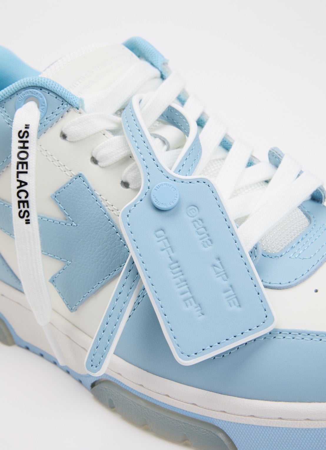 Off-White Out Of Office sneaker van kalfsleer - detail 7 lichtblauw