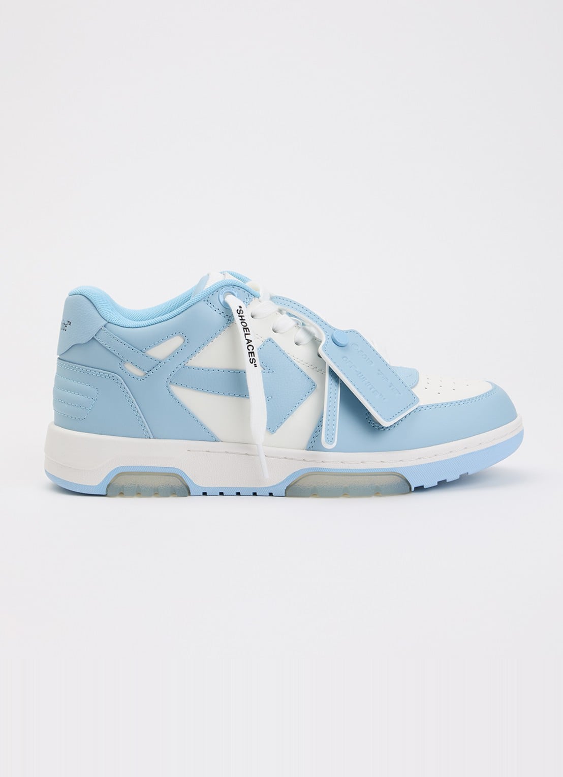 Off-White Out Of Office sneaker van kalfsleer - voorkant lichtblauw