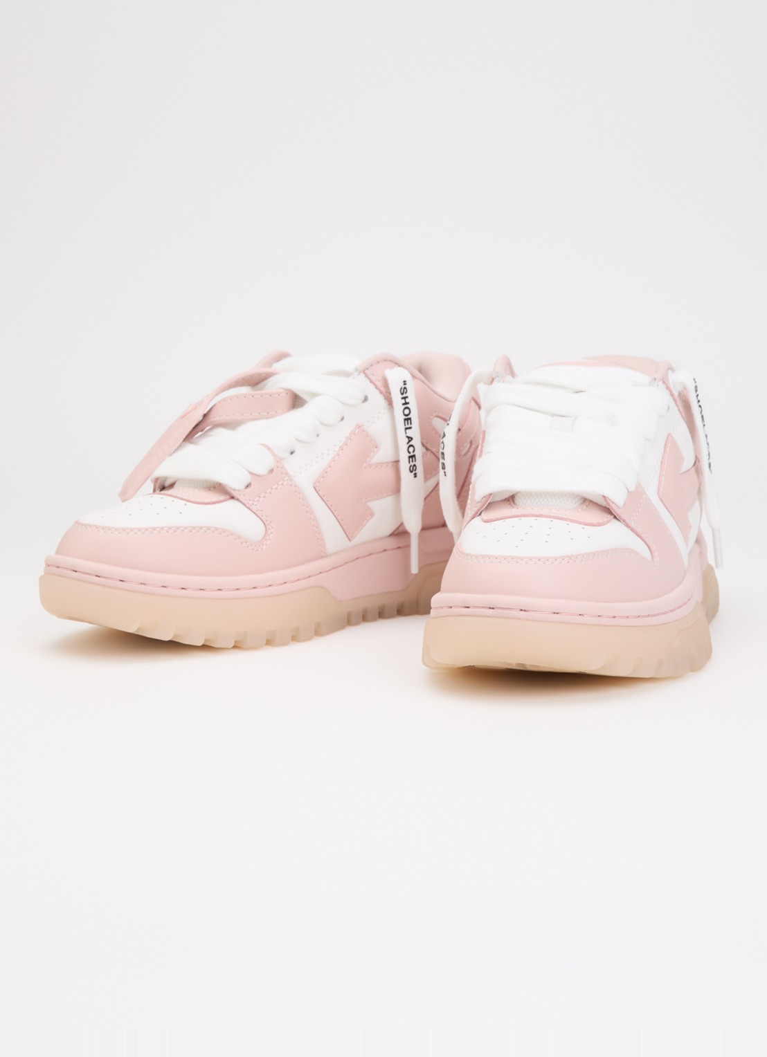 Off-White Out Of Office sneaker van kalfsleer - detail zalmroze
