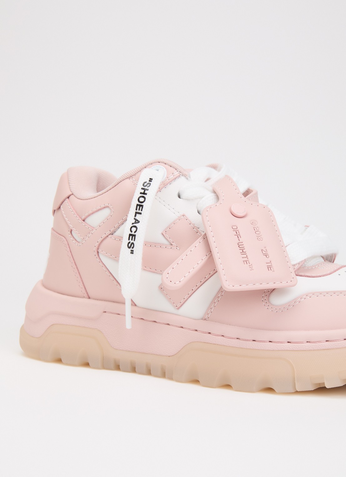 Off-White Out Of Office sneaker van kalfsleer - detail 4 zalmroze