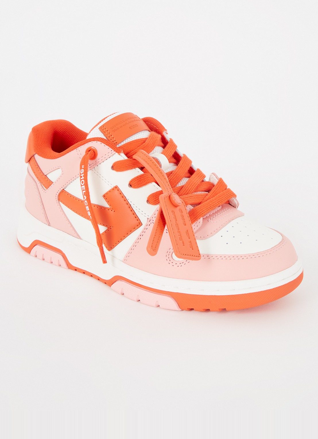 Off-White Out Of Office sneaker van kalfsleer - voorkant roze