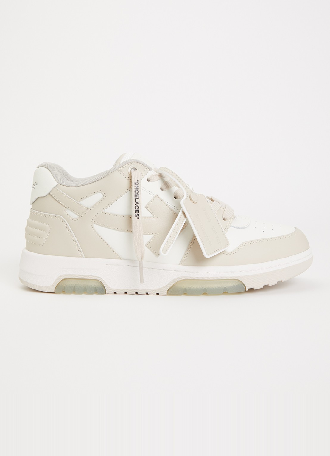Off-White Out Of Office sneaker van kalfsleer - voorkant beige