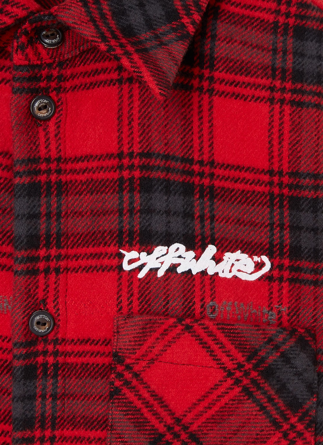 Off-White Overhemd van flanel met ruitdessin - detail 3 rood