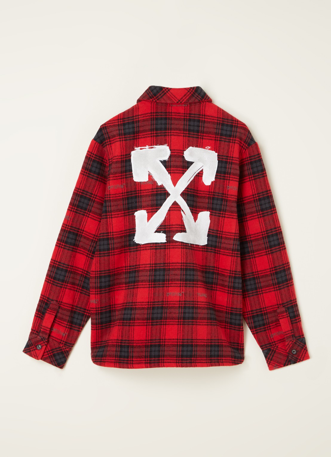 Off-White Overhemd van flanel met ruitdessin - voorkant 2 rood