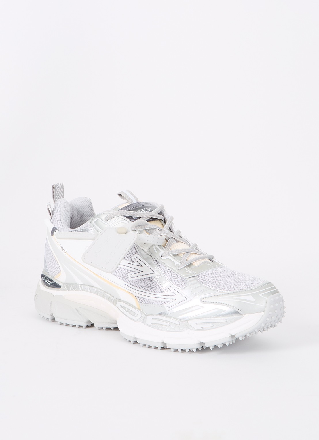 Off-White Ow Be Right Back sneaker met mesh details - voorkant grijs