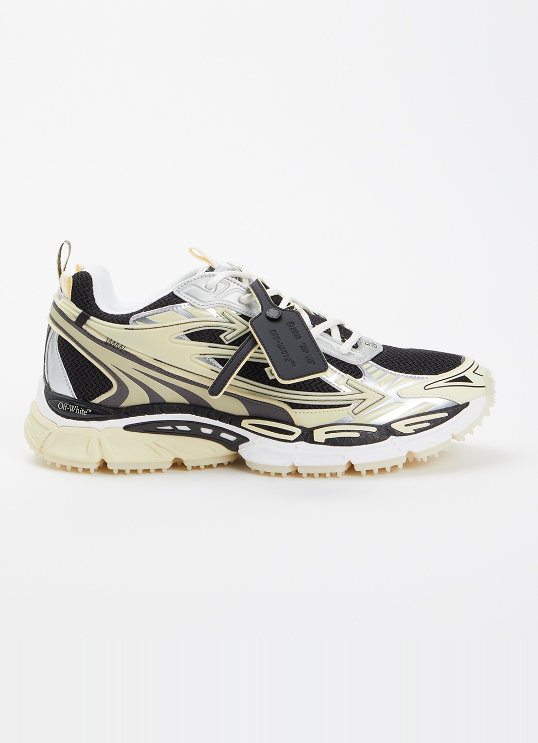 Off-White Ow Be Right Back sneaker met mesh details - voorkant zwart